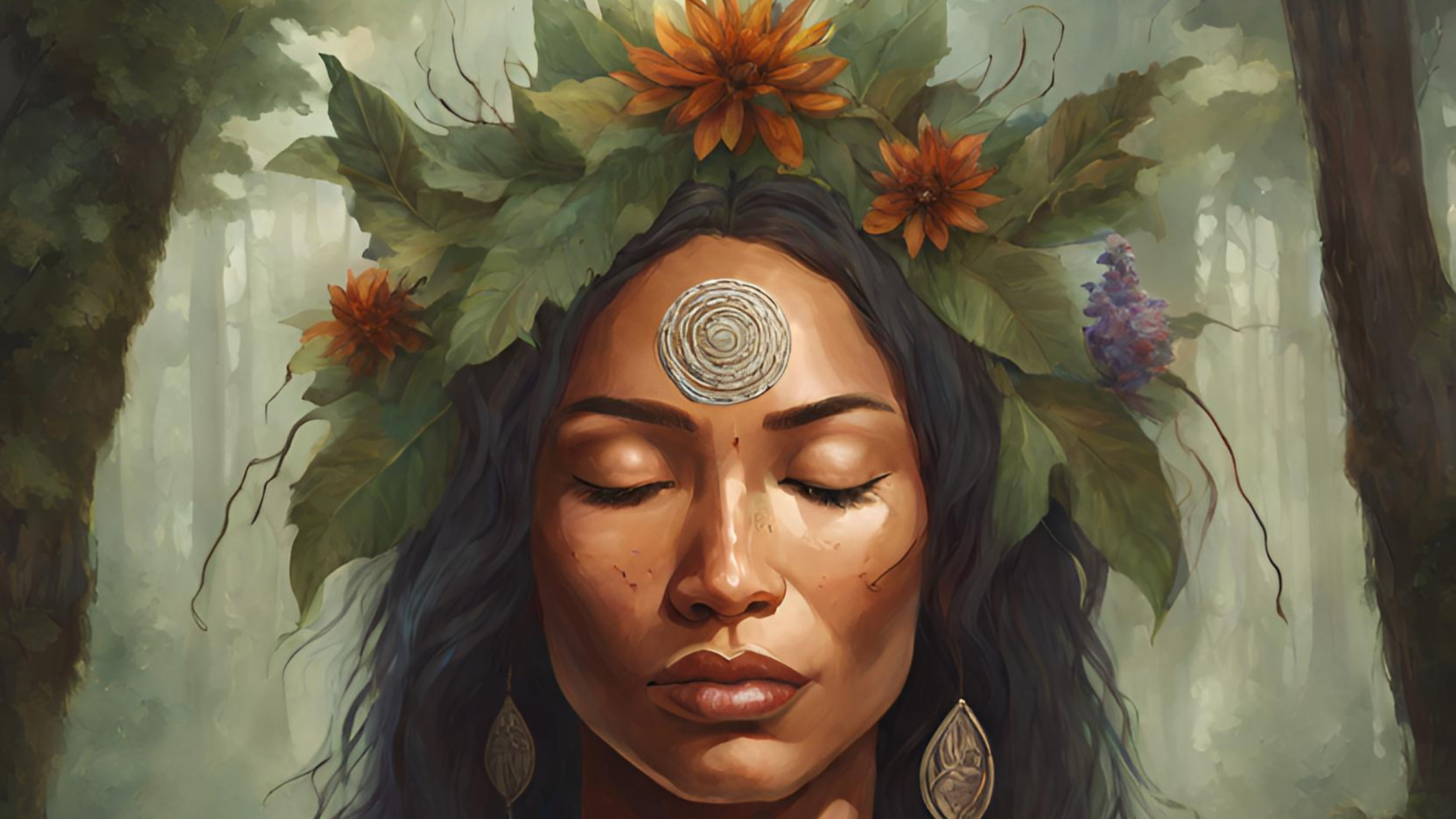 Cacao invocation März Native American woman, created with ai
